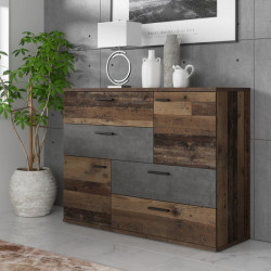 Komoda z szufladami Skive SKVK46 beton/old wood vintage