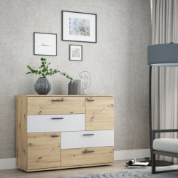 Komoda z szufladami Skive SKVK46 dąb artisan/secret grey