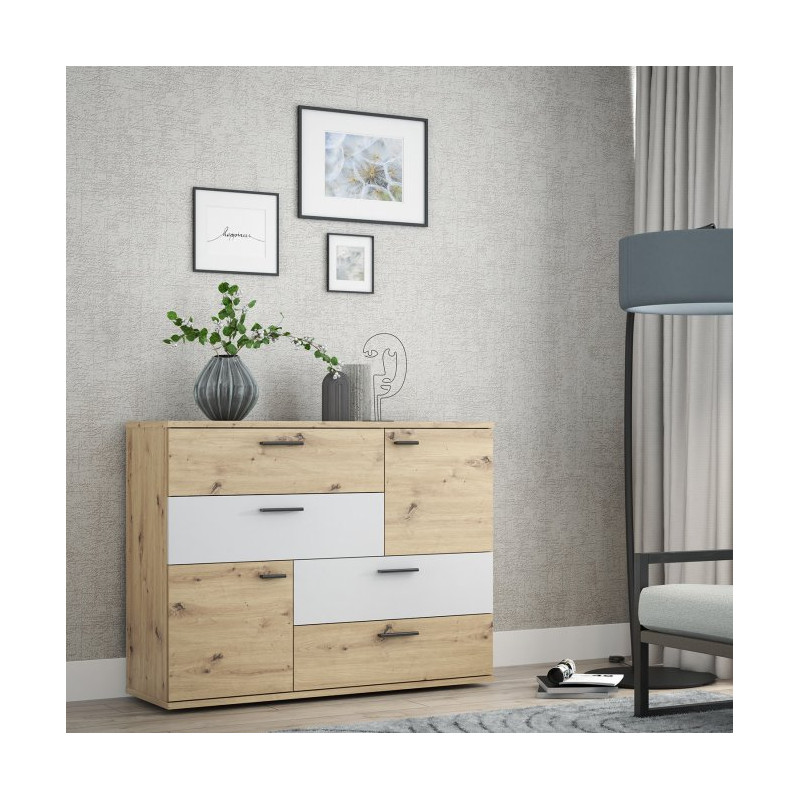 Komoda z szufladami Skive SKVK46 dąb artisan/secret grey