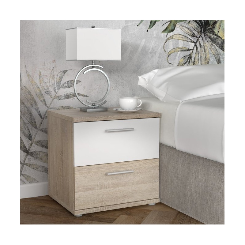 Szafka nocna z szufladami Skive SKVK011 dąb sonoma/biały