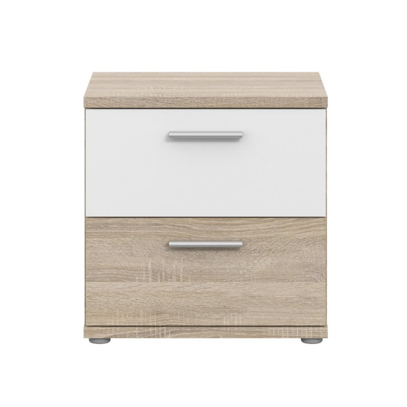 Szafka nocna z szufladami Skive SKVK011 dąb sonoma/biały