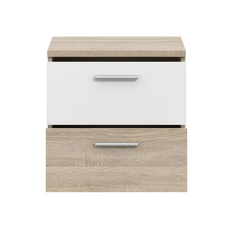 Szafka nocna z szufladami Skive SKVK011 dąb sonoma/biały