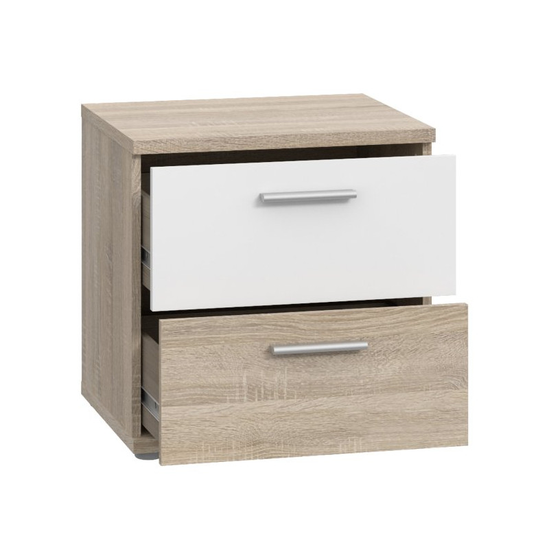 Szafka nocna z szufladami Skive SKVK011 dąb sonoma/biały
