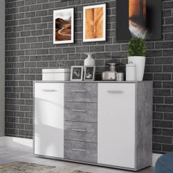 Komoda z szufladami 120 cm Antuza NTU231 biały/beton jasnoszary