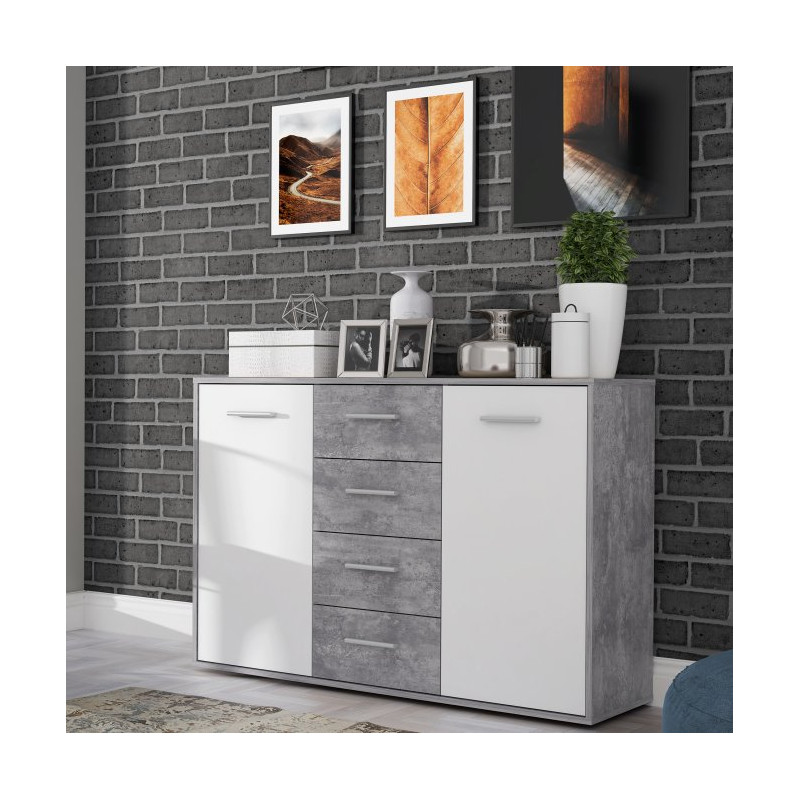 Komoda z szufladami 120 cm Antuza NTU231 biały/beton jasnoszary