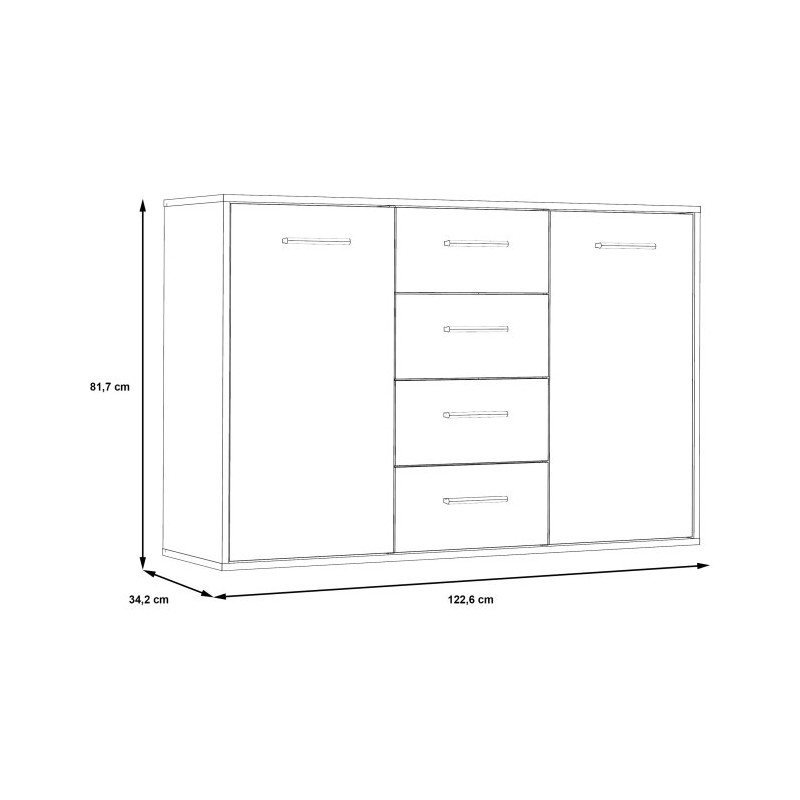 Komoda z szufladami 120 cm Antuza NTU231 biały/dąb sonoma