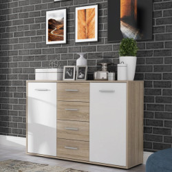 Komoda z szufladami 120 cm Antuza NTU231 biały/dąb sonoma