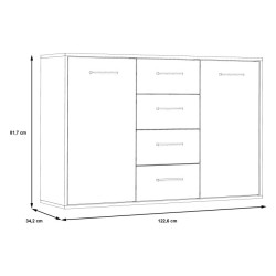 Komoda z szufladami 120 cm Antuza NTU231 czarny/dąb artisan