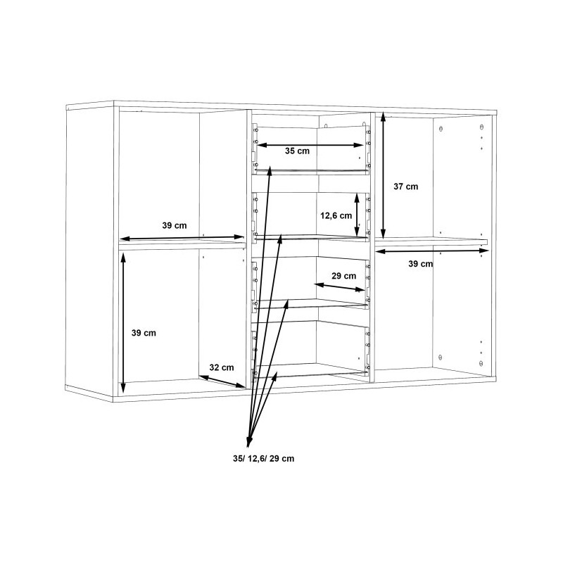 Komoda z szufladami 120 cm Antuza NTU231 czarny/dąb artisan