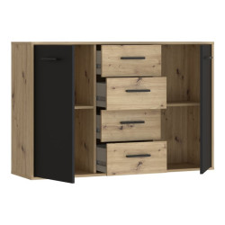 Komoda z szufladami 120 cm Antuza NTU231 czarny/dąb artisan