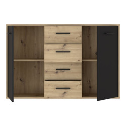 Komoda z szufladami 120 cm Antuza NTU231 czarny/dąb artisan