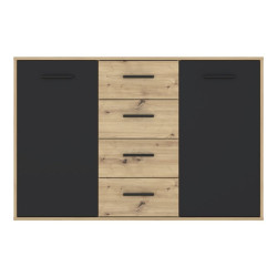 Komoda z szufladami 120 cm Antuza NTU231 czarny/dąb artisan