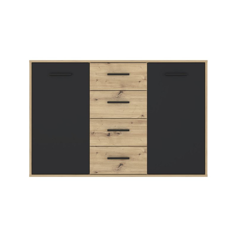 Komoda z szufladami 120 cm Antuza NTU231 czarny/dąb artisan