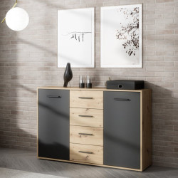 Komoda z szufladami 120 cm Antuza NTU231 czarny/dąb artisan
