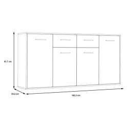 Komoda z szufladami 165 cm Antuza NTU241 biały/dąb sonoma