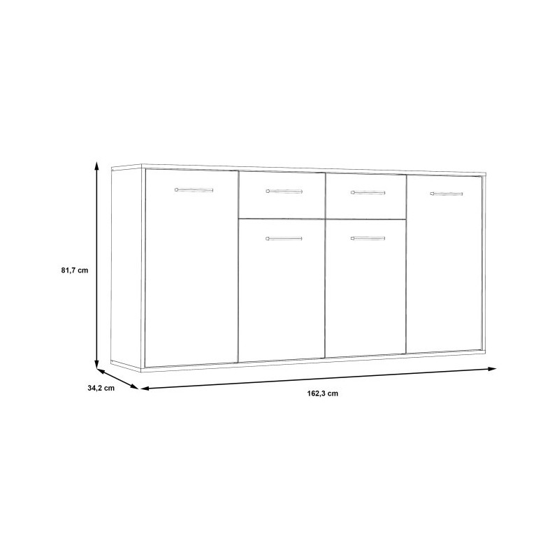Komoda z szufladami 165 cm Antuza NTU241 biały/dąb sonoma