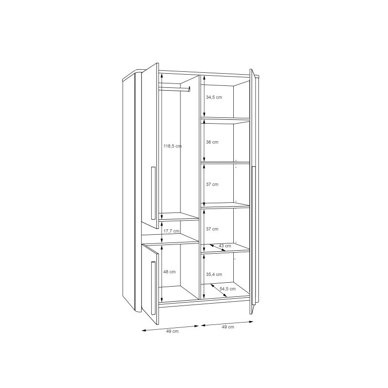 Szafa ubraniowa Surfinio SFNS721R - domowanie.pl