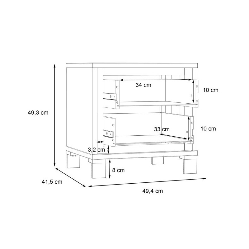 Szafka nocna 50 cm Trondheim TDHK011 dąb artisan/dąb czarny