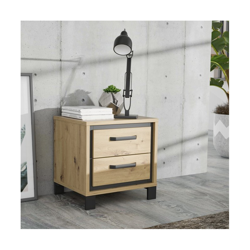 Szafka nocna 50 cm Trondheim TDHK011 dąb artisan/dąb czarny