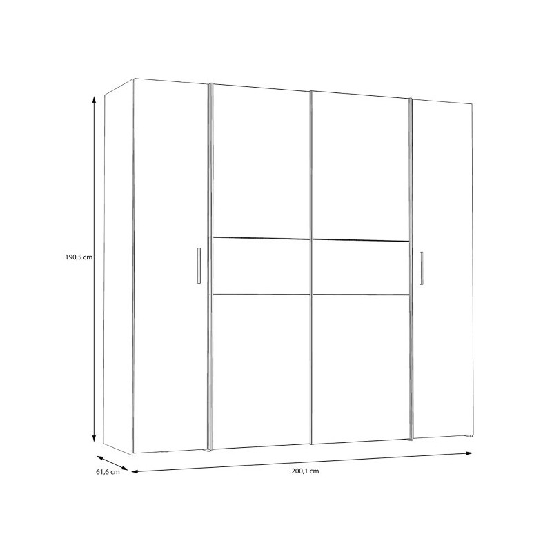 Szafa przesuwna 200 cm Narago KLTS62321 dąb artisan/beton