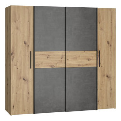 Szafa przesuwna 200 cm Narago KLTS62321 dąb artisan/beton