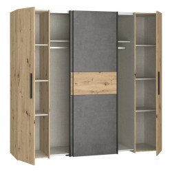 Szafa przesuwna 200 cm Narago KLTS62321 dąb artisan/beton