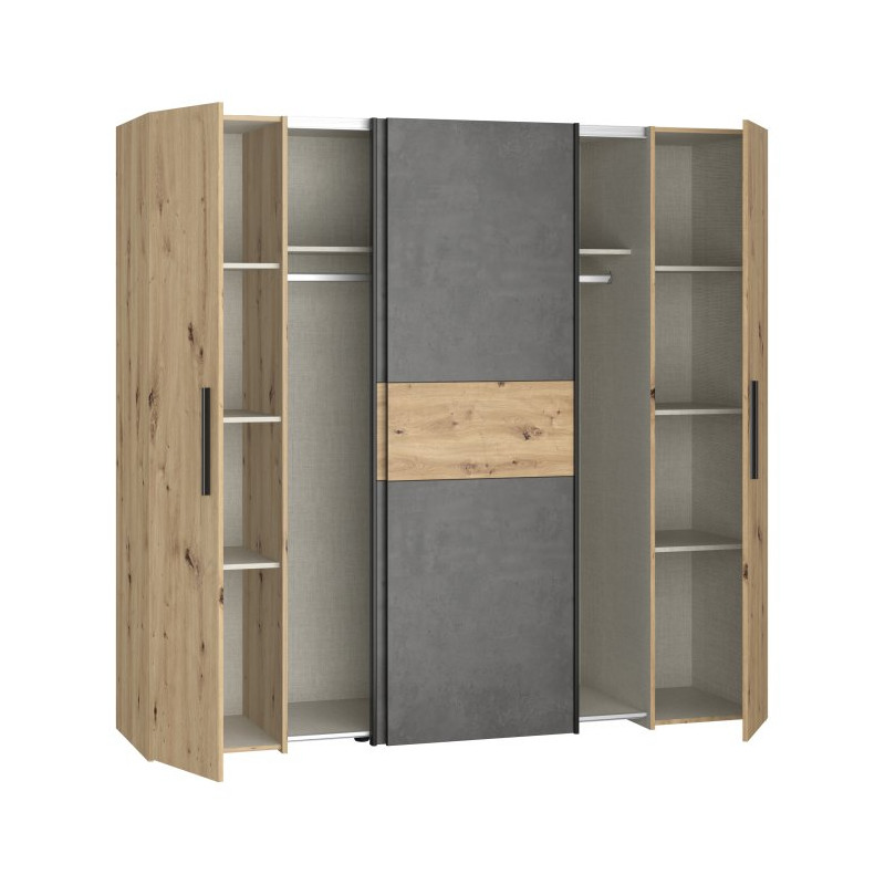 Szafa przesuwna 200 cm Narago KLTS62321 dąb artisan/beton