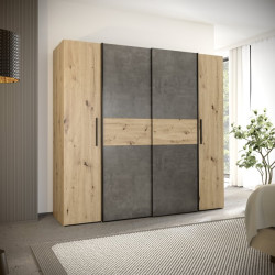 Szafa przesuwna 200 cm Narago KLTS62321 dąb artisan/beton