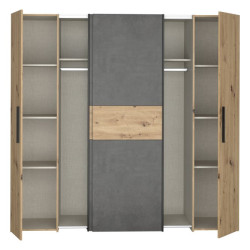 Szafa przesuwna 200 cm Narago KLTS62321 dąb artisan/beton