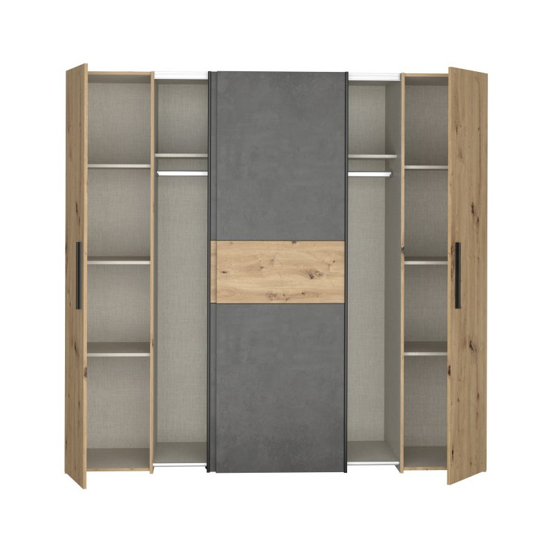 Szafa przesuwna 200 cm Narago KLTS62321 dąb artisan/beton