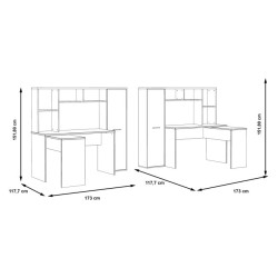 Biurko narożne z regałem NET106 ERBB541 biały/dąb sonoma
