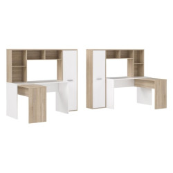 Biurko narożne z regałem NET106 ERBB541 biały/dąb sonoma