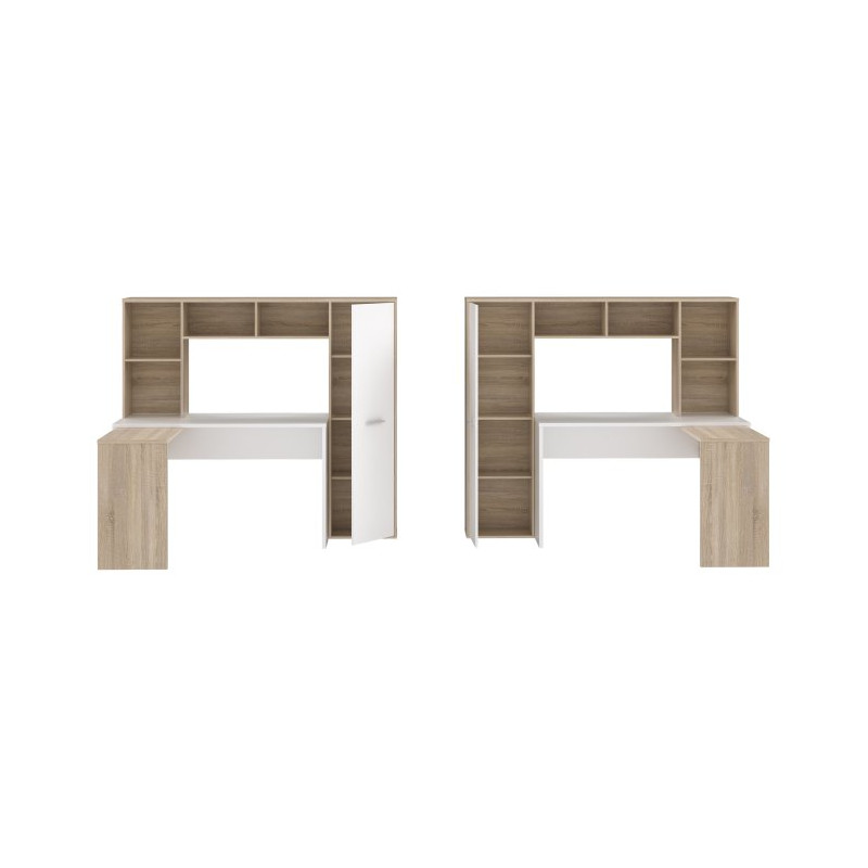 Biurko narożne z regałem NET106 ERBB541 biały/dąb sonoma