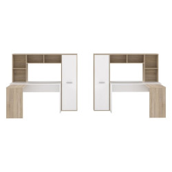 Biurko narożne z regałem NET106 ERBB541 biały/dąb sonoma