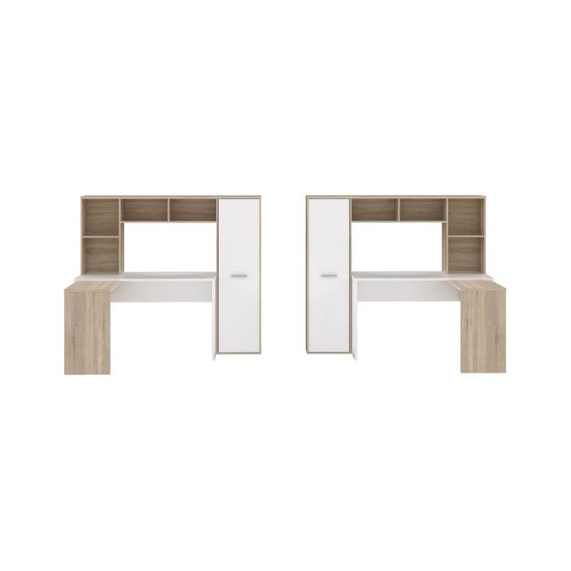 Biurko narożne z regałem NET106 ERBB541 biały/dąb sonoma