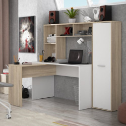 Biurko narożne z regałem NET106 ERBB541 biały/dąb sonoma
