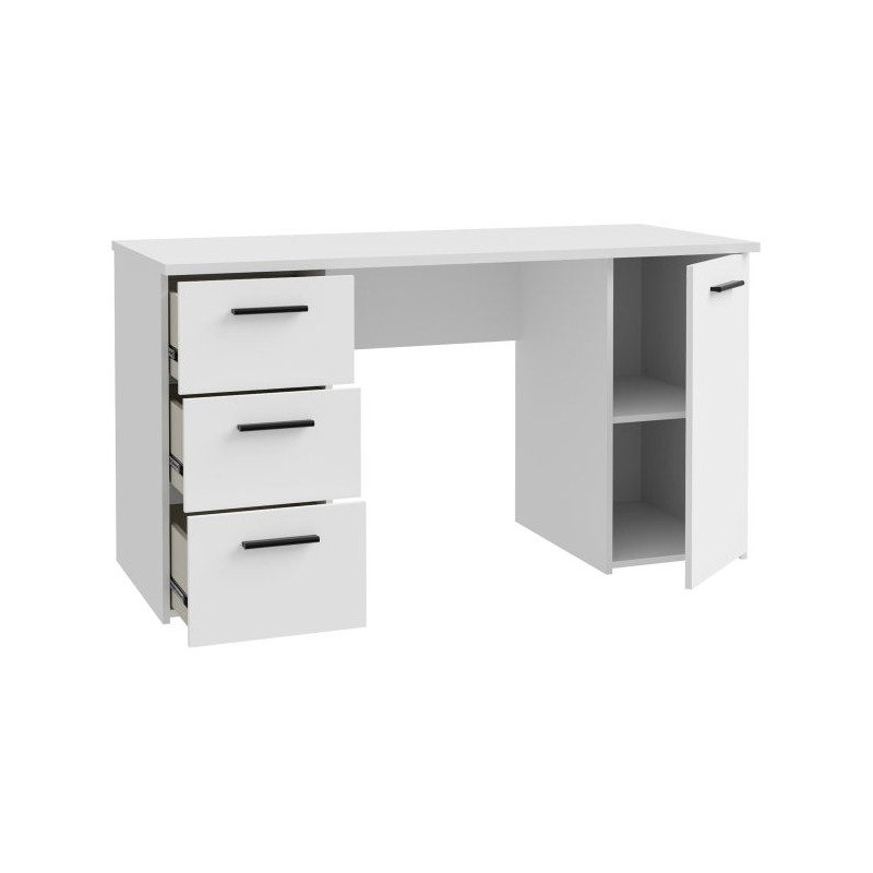 Biurko 140x60 cm z szufladami i szafką NET106 MT311 biały