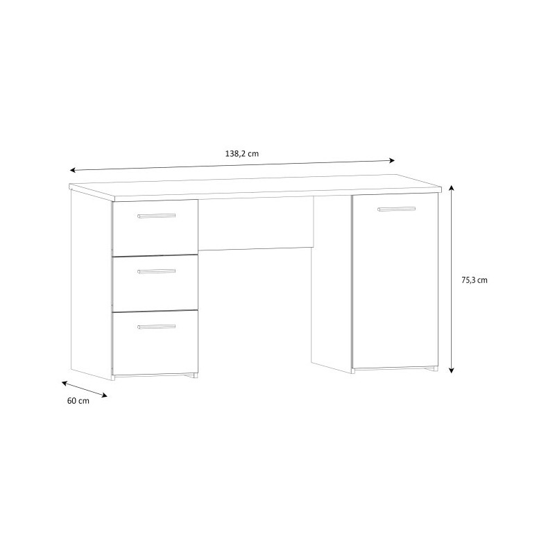 Biurko 140x60 cm z szufladami i szafką NET106 MT311 biały