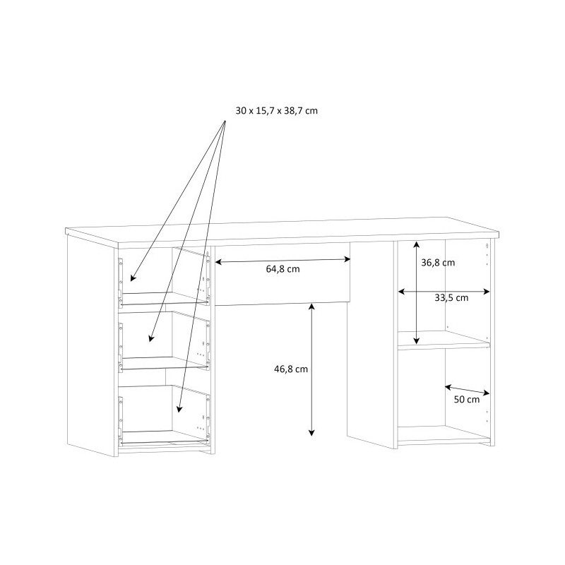 Biurko 140x60 cm z szufladami i szafką NET106 MT311 biały