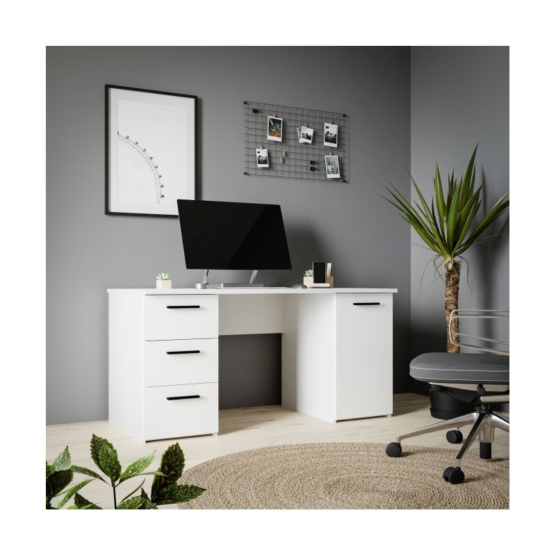Biurko 140x60 cm z szufladami i szafką NET106 MT311 biały