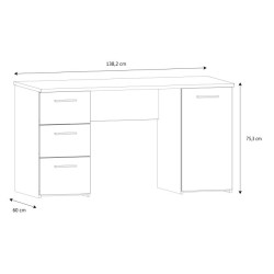 Biurko 140x60 cm z szufladami i szafką NET106 MT311 biały/dąb sonoma