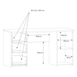 Biurko 140x60 cm z szufladami i szafką NET106 MT311 biały/dąb sonoma