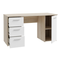 Biurko 140x60 cm z szufladami i szafką NET106 MT311 biały/dąb sonoma