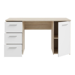 Biurko 140x60 cm z szufladami i szafką NET106 MT311 biały/dąb sonoma