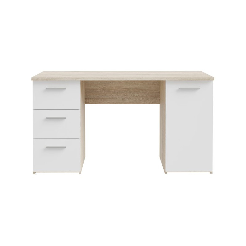 Biurko 140x60 cm z szufladami i szafką NET106 MT311 biały/dąb sonoma
