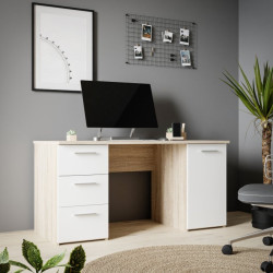 Biurko 140x60 cm z szufladami i szafką NET106 MT311 biały/dąb sonoma