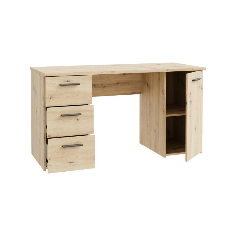 Biurko 140x60 cm z szufladami i szafką NET106 MT311 dąb artisan