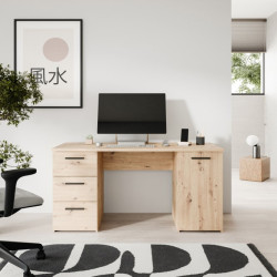 Biurko 140x60 cm z szufladami i szafką NET106 MT311 dąb artisan