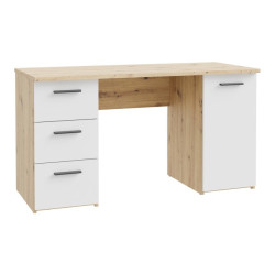 Biurko 140x60 cm z szufladami i szafką NET106 MT311 biały/dąb artisan