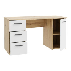 Biurko 140x60 cm z szufladami i szafką NET106 MT311 biały/dąb artisan